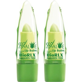 Biorlx 99% Purity Aloe Vera Color Free and Paraben Free Soothing Lip Balm Naturally Moisturize and Heal Damaging Wind, Harsh Sun, Weather Changes. It Repairs Dry, Cracked and Chapped Lips. (Two Lip Balms, Color Free)