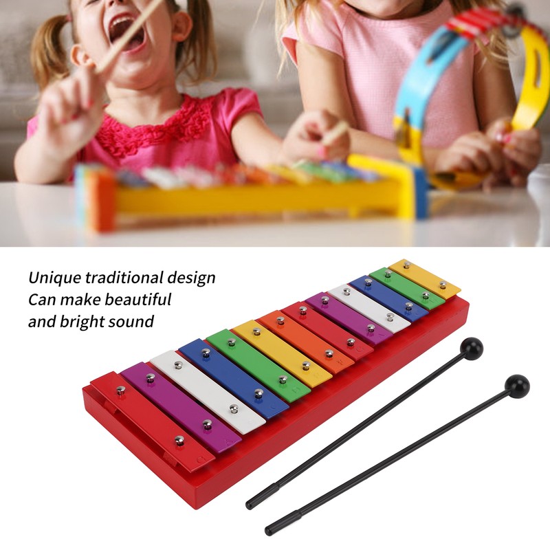 Colorful Xylophone Aluminum Birch 13 Tones Professional Glockenspiel for Creating