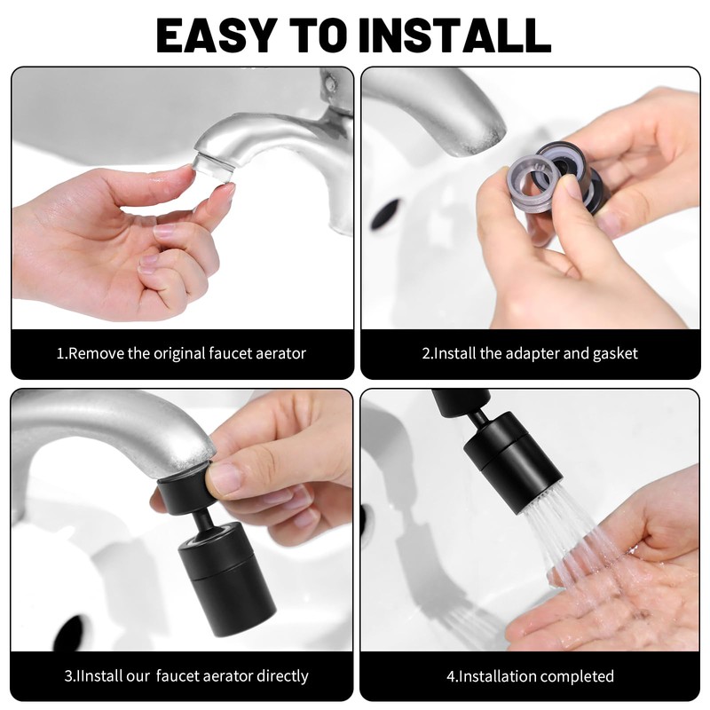360° Swivel Tap Attachment, M22/M24 Rotating Water Saver with 2