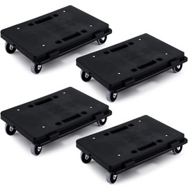 Datanly 4 Pack Furniture Dolly Moving Dolly Connectable Furniture Movers 16.3 x 11.4 Inch 500 Lbs Capacity Each Count 4 Wheels Heavy Duty Small Flat Cart Portable Dollies with Wheels, Black