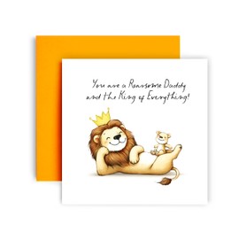 Huxters Birthday Card for Dad Him Men –Roarsome King Dad Father's Day Card - Special card from Daughter Son - 14.8cm