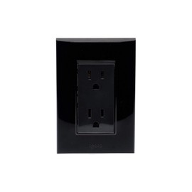 iGOTO PB105/2-N/N Contacto Duplex con Placa, color Negro