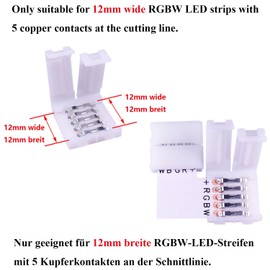 BoHong RGBW LED Strip Corner Connector 5-Pin LED Strip Quick Connector 12 mm Wide SMD 5050 RGBW LED Strip Connector L LED Strip Connector LED Strip Splitter 5-Pin Connector