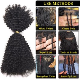 4B 4C Afro Kinky Curly Bulk Human Hair for Braiding Locs Twist Mini Micro Knotless Braids Dreadlock Hair Extensions 18Inch Color 4 Medium Brown 50 Gram