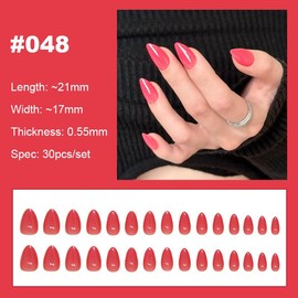 【NEW ARRIVALS!】 Press on Nails French Tip Bling Coffin Short Almond Fake Nails with Designs Glue on Nails Long Glossy Gradient Medium False Nails Reusable Full Cover Thick Nail Acrylic Stick on Nails for Women Girls 24 Pcs:_048