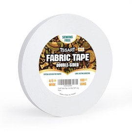 TSSART Fabric Tape M15 - Sticky Double-Sided Tape Strong Adhesive Cloth Leather Tape Press-on Tape, No Sewing or Ironing, Gluing, Alterations and Hemming - 4/5inch Wide 180FT Long