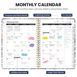 2026 Planner, Weekly and Monthly Planner for Women, January 2026 - December 2026, Hardcover 2026 Calendar Planner Book with Tabs, Inner Pocket, Spiral Bound, Perfect for Office Home School Supplies - A5 (6.3" x 8.5"), Petite Blooms