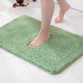 MIULEE Extra Thick Non Slip Bathroom Rug Shaggy Soft Bath Mat Plush Microfiber Absorbent Water for Shower Tub Machine Washable (Sage Green, 20x30 Inches)