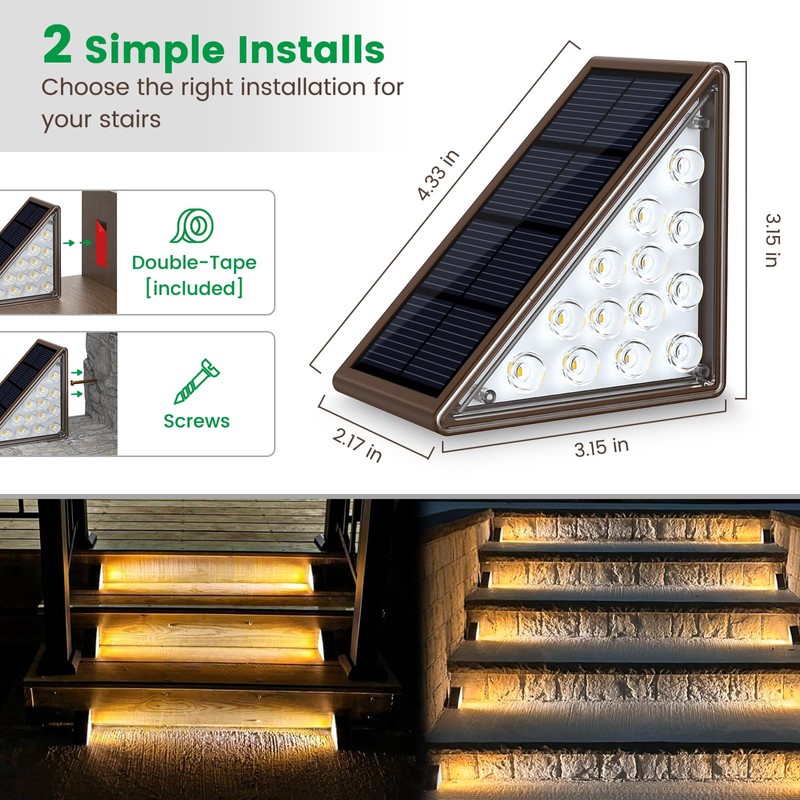 JOFIOS Solar Step Lights for Outside, 6pack Solar Stair Lights