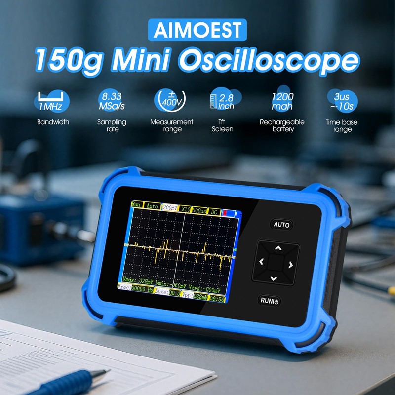 Handheld Oscilloscope Beginner, AIOMEST Mini Osciloscopio with 1MHz Bandwidth 8.33MSa/s,