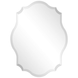 Empire Art Direct Modern Frameless Oblong Scalloped Wall Mirror for Vanity & Bathroom 1"-Beveled Edge, Ready to Hang, 30" x 40", Clear,FLM-10084-3040
