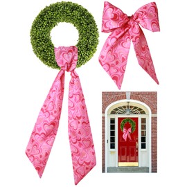 AMUSEPROFI 2Pcs Elegant Boxwood Wreath Sash Collection for Front Door: Perfect Spring, Easter, Valentines, St. Patricks Day Decor with Cute Stylish Elements Detailing