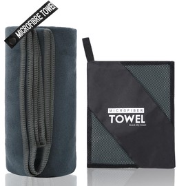 KANGSIT Microfibre Towel - compact, ultra lightweight & quick dry towel, the perfect gym, travel & beach towel swimming towel for sports, camping & hiking - 80x40cm (Deep Gray, 120x50cm)