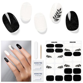 Semi Cured Gel Nail Strips, 28 pcs Gel Nail Strips Work with Any UV Lamp, Long Lasting Gel Nail Stickers Full Nail Wraps, Salon Quality, Easy to Apply(Falling Leaves)