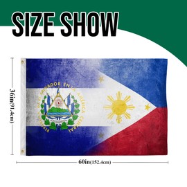 El Salvador Philippines Mixed Flag - 3x5 Ft Nylon Home Decor Outdoor Flag with Brass Grommets