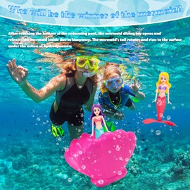 Mermaid Shell Pool Toy, 2 Pieces Mermaid and 1 Shell, Mermaid Diving Toy, Swimming Pool Toy, Diving Games, Training Gifts, Little Mermaid Party Supplies and