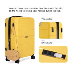 CuisinSmart 3 Piece Luggage Set,Hardshell Suitcase Set with Spinner Wheels & TSA Lock,Expandable Lightweight Travel Luggage Set of 3,Carry On Luggage Suitcase for Women Men Family Yellow 2