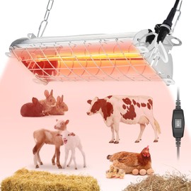 300W Chicken Coop Heater, Large Carbon Fiber Heating Lamp Outdoor Winter, 2 Heat Temp&Hanging Height for Coop Rabbits Livestock Heating Plate Chicks Poultry House, Adjustable Chicken Heater(14x5.5In)