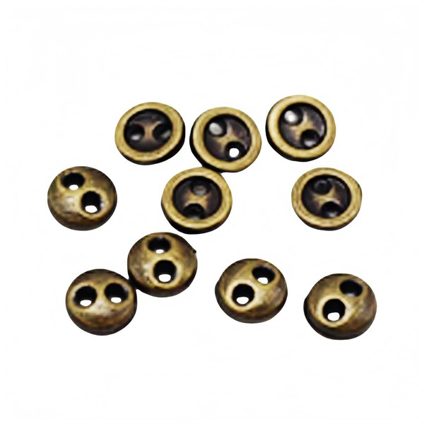 20 PCS 2 Hole Mini Metal Round Buttons Small Bread