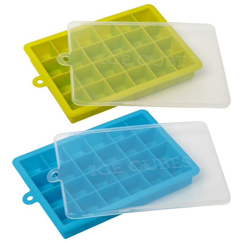 Szxc Silicone Ice Cube Trays with Lids - 2 Pack