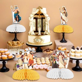 Kreatwow Greek Party Decorations 8pcs Greece Honeycomb Centerpieces Greek-Mythology Table Decor Ancient Greece Birthday-Party Decor Greek Table Topper Greek Themed Toga Party-Decor