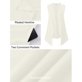 Heymoments Cardigan for Women White Small Draped Open-Front Sleeveless Lightweight Casual Soft Drape Summer Kimonos Cardigans with Pockets