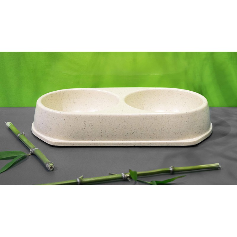 Bamboo Bowls Bamboo Eco-Friendly, Non-Slip Durable Cream Double Pet Bowl,