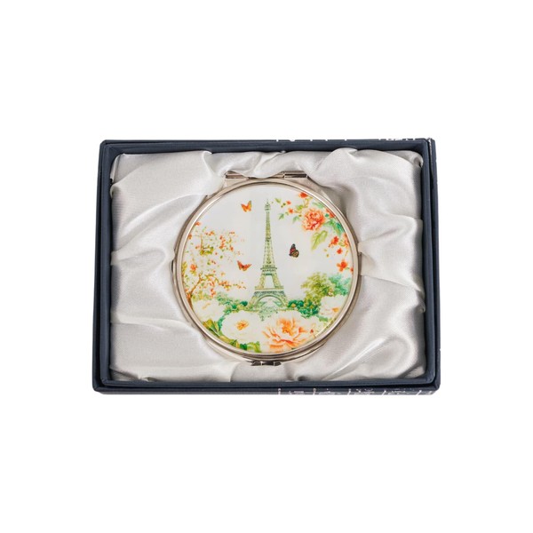 February Mountain Mother of Pearl Compact Mirror – Dual Magnification