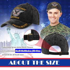 Toulite 12 Pcs US Army Veteran Military Hat American Flag Patriotic Embroidered Adjustable Baseball Cap for Men Army Veteran(Vintage Washed)