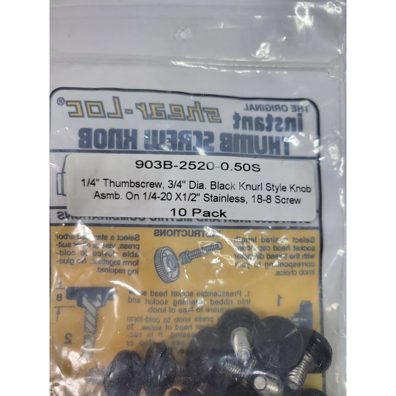 SHEAR-LOC 10 SHEAR-LOC INSTANT 1/4" THUMB SCREW 3/4" BLACK Knurl