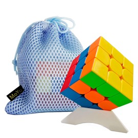 Oostifun MoYu 3x3x3 Puzzle Cube Toy Stickerless 3x3 3D Rotating Cube with Display Stand Bag
