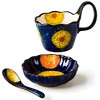 Moqidadii Hand-Painted Ceramic Mug Bowl Set – 16oz Artistic Soup