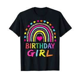 Birthday Girl Leopard Rainbow Birthday Party Family T-Shirt
