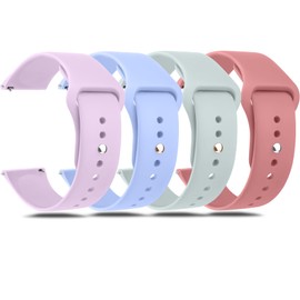 Amzpas 20mm 22mm Watch Bands Quick Release Watch Straps, 4 Pack Soft Silicone Replacement Sport Watch Wristbands for Women Men