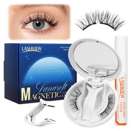 LASHVIEW Magnetic Eyelashes with Applicator Upgrade Soft Magnetic Eyelashes Natural Look Reusable No Glue or Eyeliner Needed Easy to Wear and Remove (RC14)