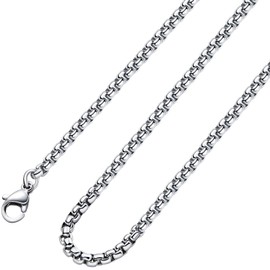 Monily Square Rolo Chain Necklace Stainless Steel Round Box Necklace for Men & Women