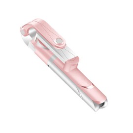 Selfie Stick Tripod Wireless Bluetooth Extendable Selfie Stick with Remote Fill Light Pink