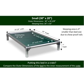 Kuranda Chewproof Bed - Silver Aluminum - 30" x 20" - Cordura Nylon - Forest