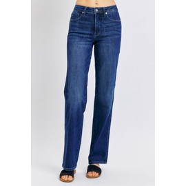 Judy Blue Women's Mid Rise Tummy Control Straight Jeans, Stretch Denim Comfort Fit for Everyday Wear - 88861 (US, Numeric, 3, Regular, Regular, Blue)