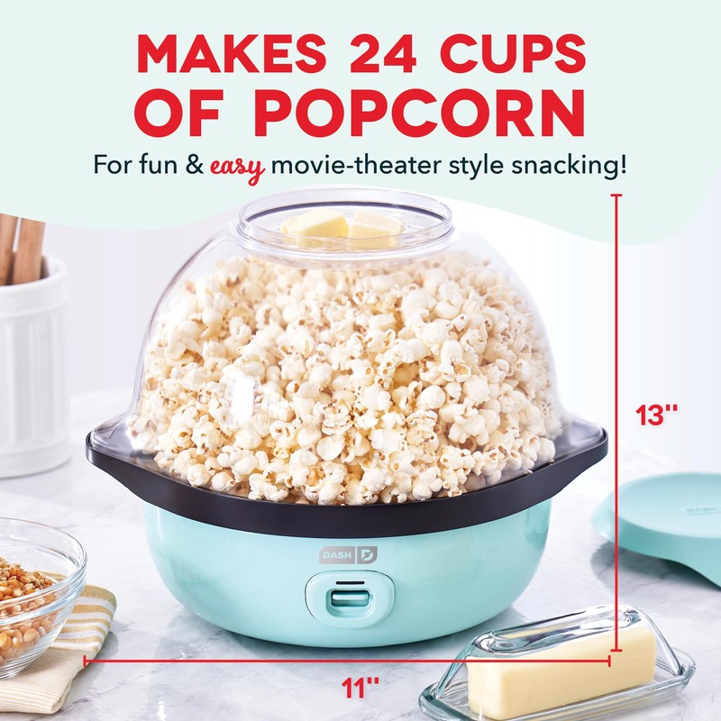 DASH SmartStore™ Deluxe Stirring Popcorn Maker, Hot Oil Electric Popcorn