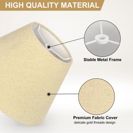 Lamp Shades with Glitter Gold Thread, Replacement Lamp Shades for Table Floor Bedside Lamps, 5.5" Top x 10" Bottom x 6.6" High, Durable Lampshade with Spider Fitter, Bulb Clip Adapters Included