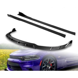 HYPERSPEED Front Bumper Spoiler Lip + Side Skirt Extension Rocker Panel Splitter Diffuser ABS Fit for 2015 2016 2017 2018 2-PU-895+2-PU-89652/653 2-PU-895+2-PU-89652/653