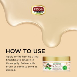 African Pride Moisture Miracle Maximum Hold Edge & Hair Styling Wax, Enriched with Aloe & Coconut, Controls Edges while Nourishing & Protecting Against Breakage, 6 oz