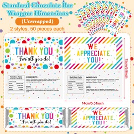 Moinchore 100 Pcs Thank You Candy Bar Wrappers Employee Appreciation Week Gifts We Appreciate Chocolate Bar Wrappers Blue Gold DIY Housekeeping Surgical Tech Appreciation Gifts in Bulk(Dot)