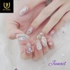 Lace pink handmade nail tips - Short almond / 레이스핑크