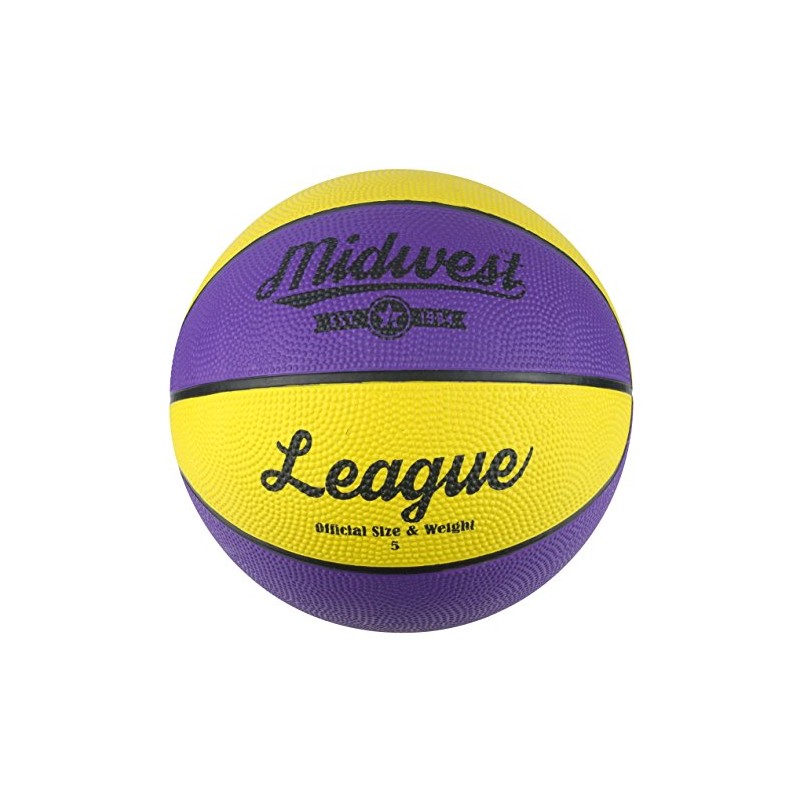 Midwest Unisex's League Basketball, Yellow/Purple, Size 5