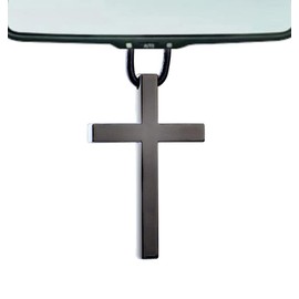 Metal Cross Car Hanging Ornament, Cute Car Rearview Mirror Hanging Accessories, Pendant Car Interior Rear View Mirrior Decoration, Necklace Cross Car Decor Fun Gifts for Women Men (Black, 1PCS)