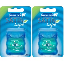 2 x Oral Satin Tape 25m Dental Waxed Mint Flossing Tape Oral Care for Fresh Clean Feel