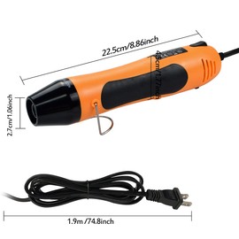 Mlife Mini Heat Gun -Portable Dual Temp Hot Air Gun with 6.5FT Cable Shovel Type Nozzle for Craft, Epoxy Resin, Shrink Wrap Drying Paint, Electronics, Embossing, 140℃~380℃, 350W, Orange … …