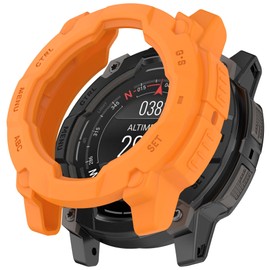 FTRONGRT Case Compatible with Garmin Instinct 3 45mm, Soft TPU, Anti-Scratch Watch Protective Case Compatible with Garmin Instinct 3 45mm. Orange